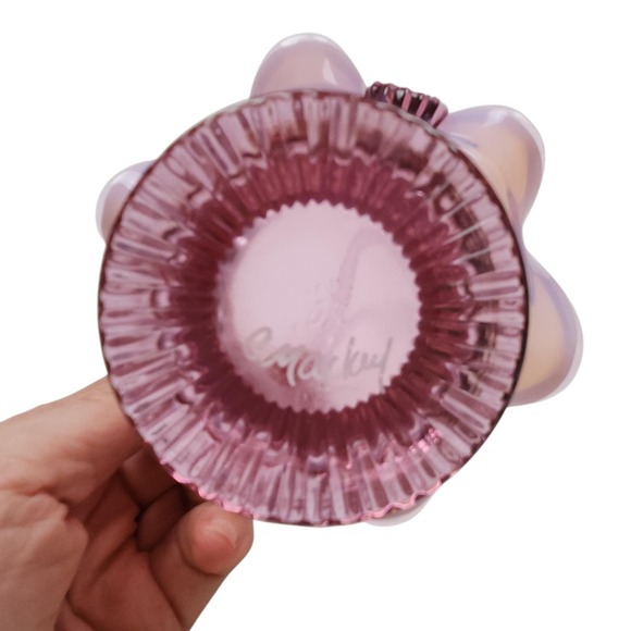 Fenton Artist Signed C. Mackey Hand Painted Pink Opalescent Rose Basket Uranium - Picture 5 of 12